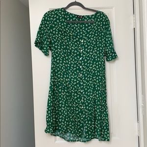 Green floral mini dress